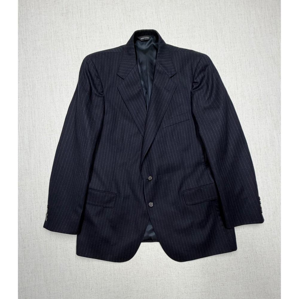 Polo University Club Ralph Lauren Mens Navy Pinstripe Virgin Wool Blazer USA 42L
